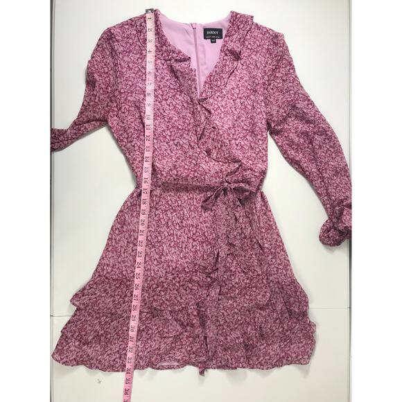Bardot Dress Pink Long Sleeve Wrap 8 M Occasion Wedding Guest Evening - Picture 9 of 10